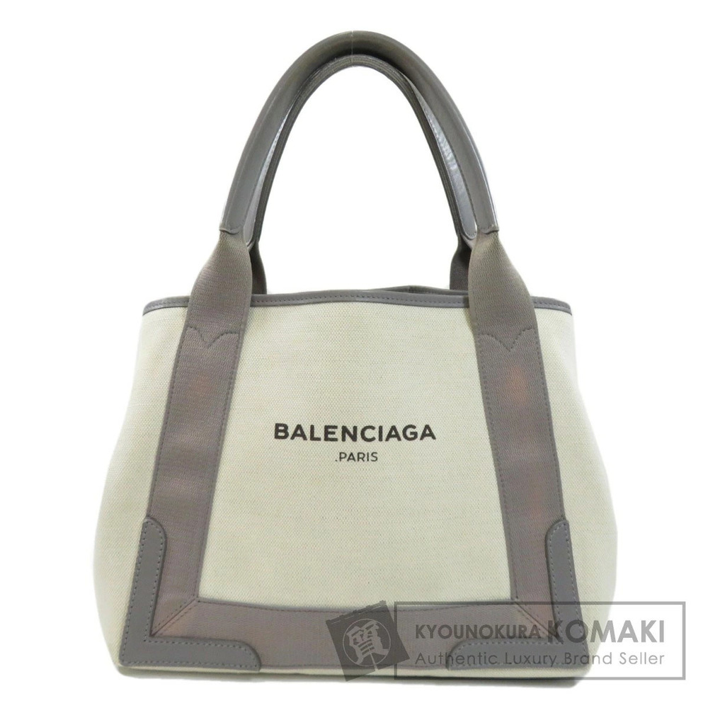 Balenciaga Navy Blue Cabas Tote Bag Canvas Leather